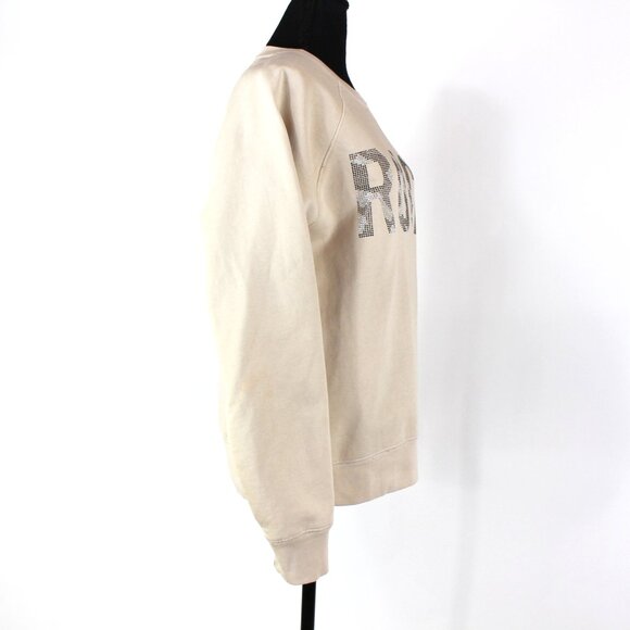 Zadig & Voltaire Camo Rock Strass Beige Pullover Crewneck Studded Sweatshirt M - Picture 2 of 8